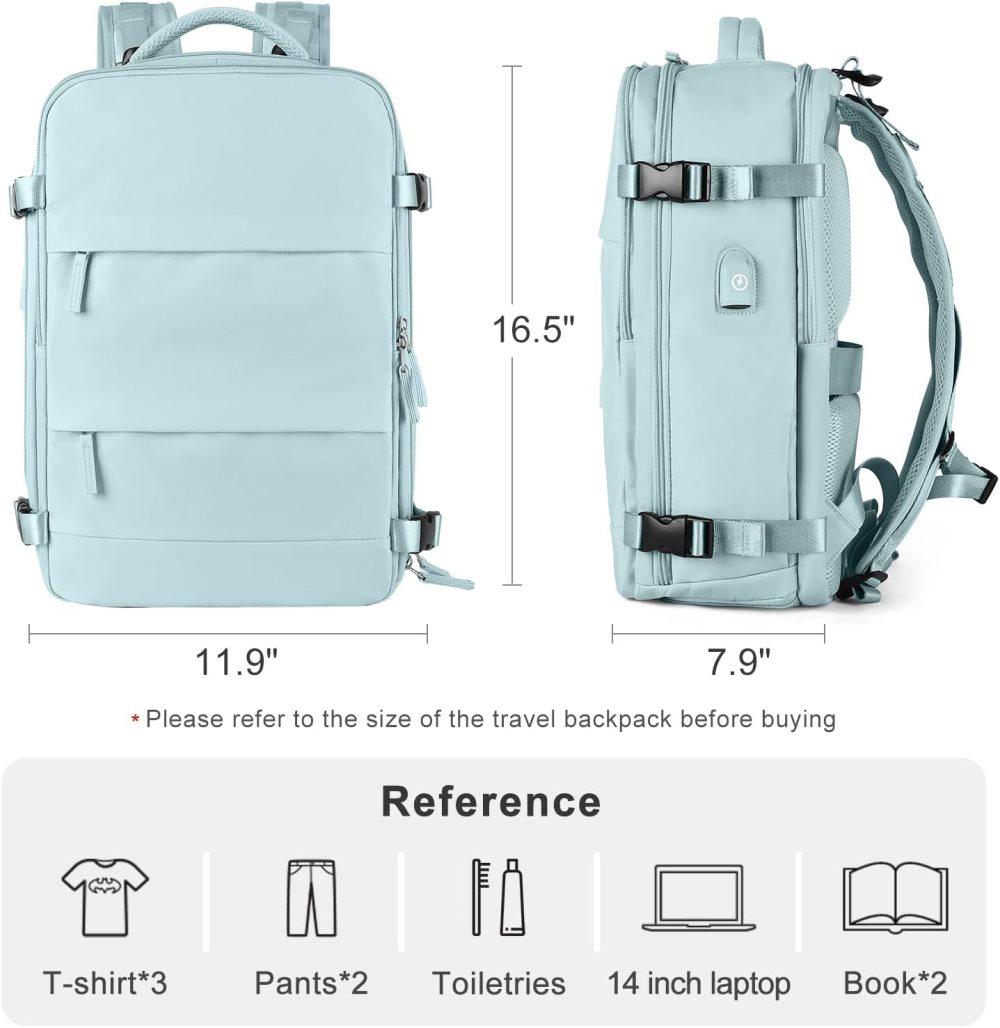 Blue Travel Backpack Cabin Bag with Dry Wet Sorting, 42 x 30 x 20 cm - Image 3