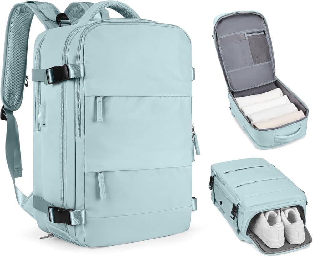 Blue Travel Backpack Cabin Bag with Dry Wet Sorting, 42 x 30 x 20 cm - Image 4