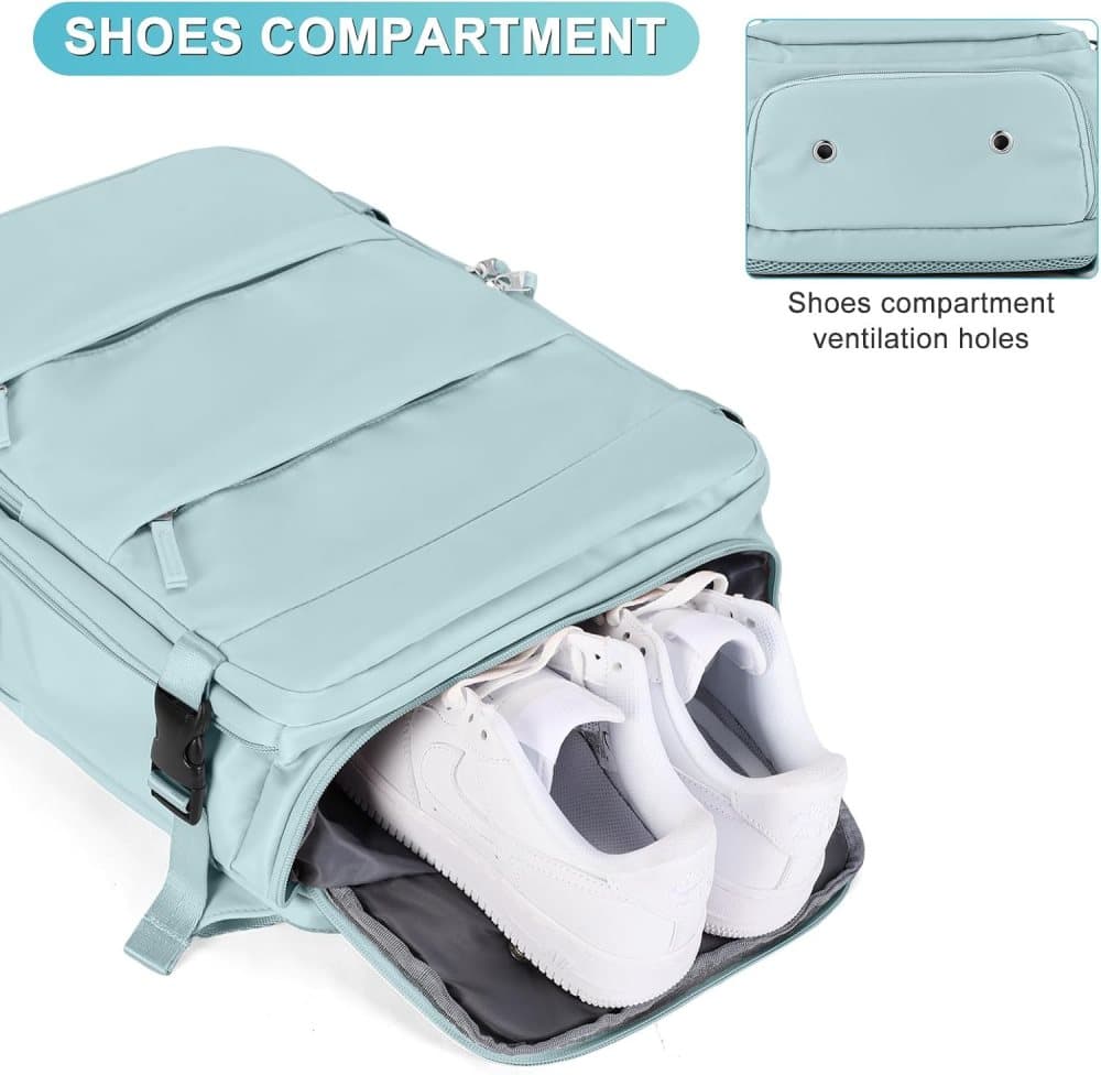 Blue Travel Backpack Cabin Bag with Dry Wet Sorting, 42 x 30 x 20 cm - Image 5
