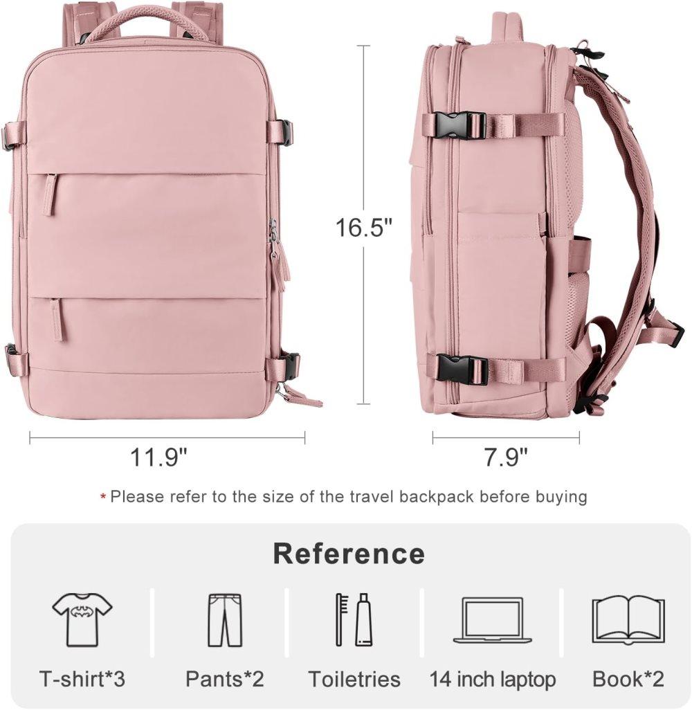42L Travel Backpack Cabin Bag Hand Luggage Flight with Dry Wet Sorting, 42 x 30 x 20 cm, Pink - Image 3