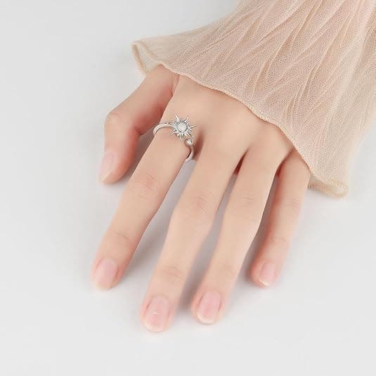3-Piece Adjustable Stress Ring for Women with Rotatable Decor, Anxiety Relief, One Size - Image 2