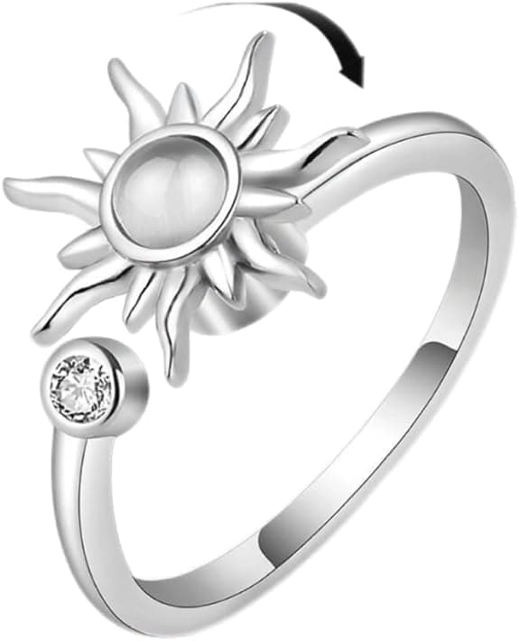 3-Piece Adjustable Stress Ring for Women with Rotatable Decor, Anxiety Relief, One Size - Image 3
