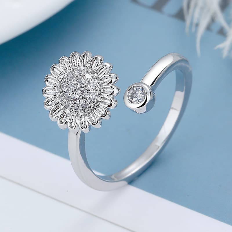 3-Piece Adjustable Stress Ring for Women with Rotatable Decor, Anxiety Relief, One Size - Image 7