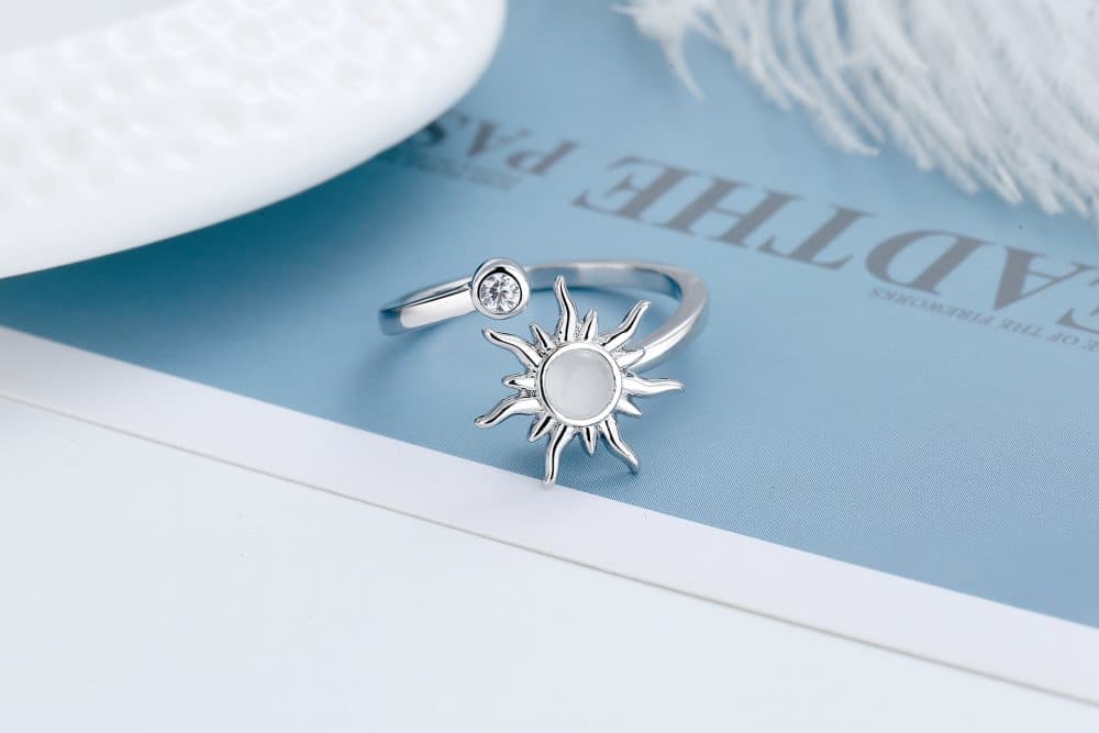 3-Piece Adjustable Stress Ring for Women with Rotatable Decor, Anxiety Relief, One Size - Image 8