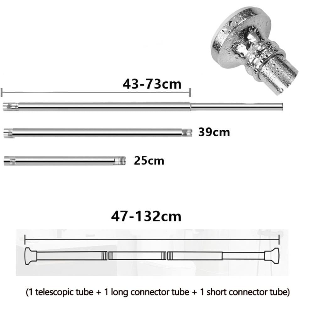 Telescopic Curtain Rod Extendable Cabinet Rod Stainless Steel, 47-132CM - Image 2