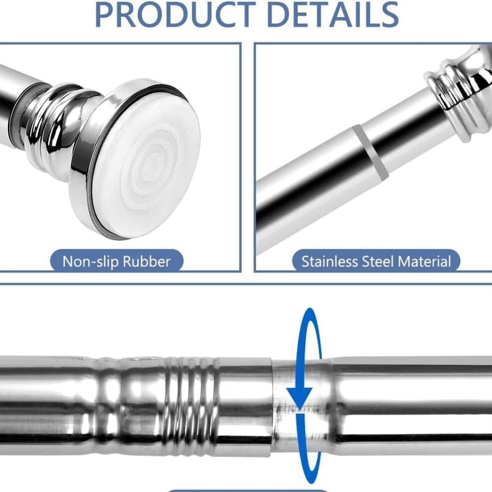 Telescopic Curtain Rod Extendable Cabinet Rod Stainless Steel, 47-132CM - Image 6