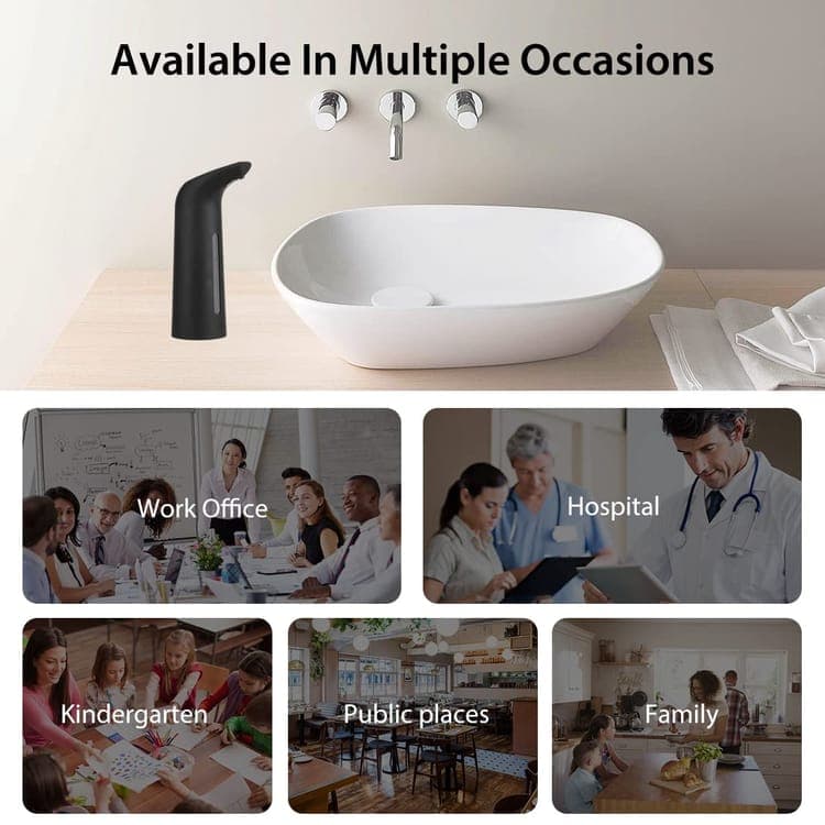 400ml Touchless Automatic Liquid Soap Dispenser, Black - Image 2