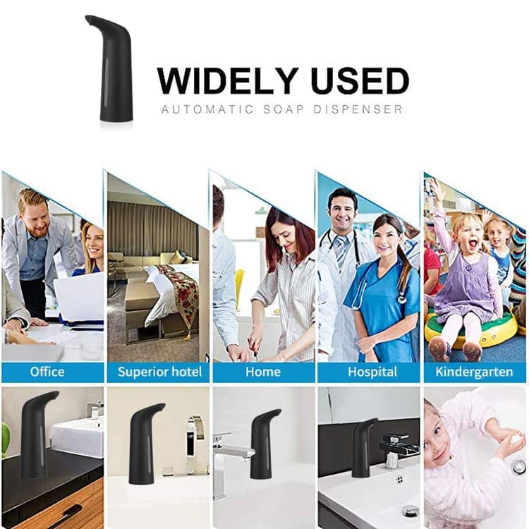 400ml Touchless Automatic Liquid Soap Dispenser, Black - Image 7