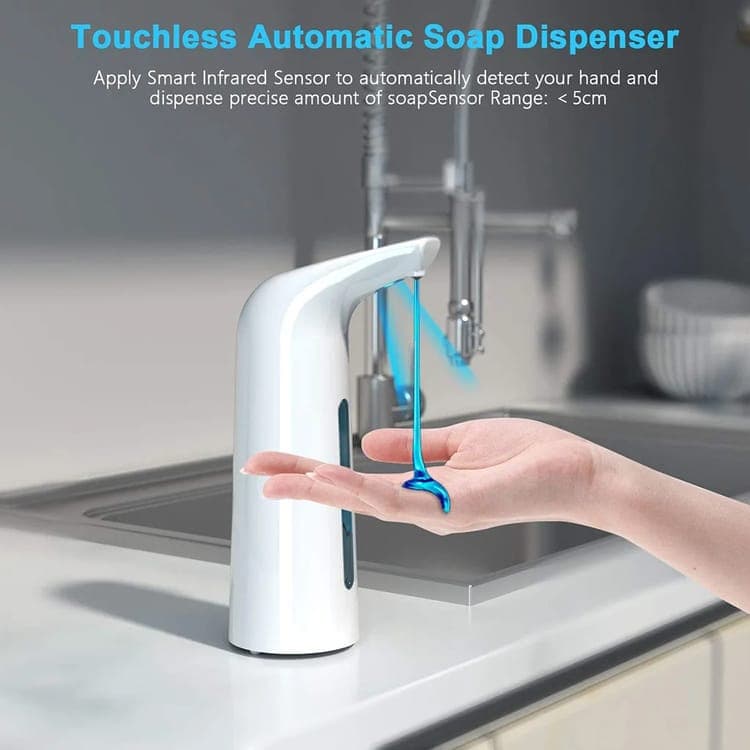 400ML Automatic Touchless Liquid Soap Dispenser, White - Image 3