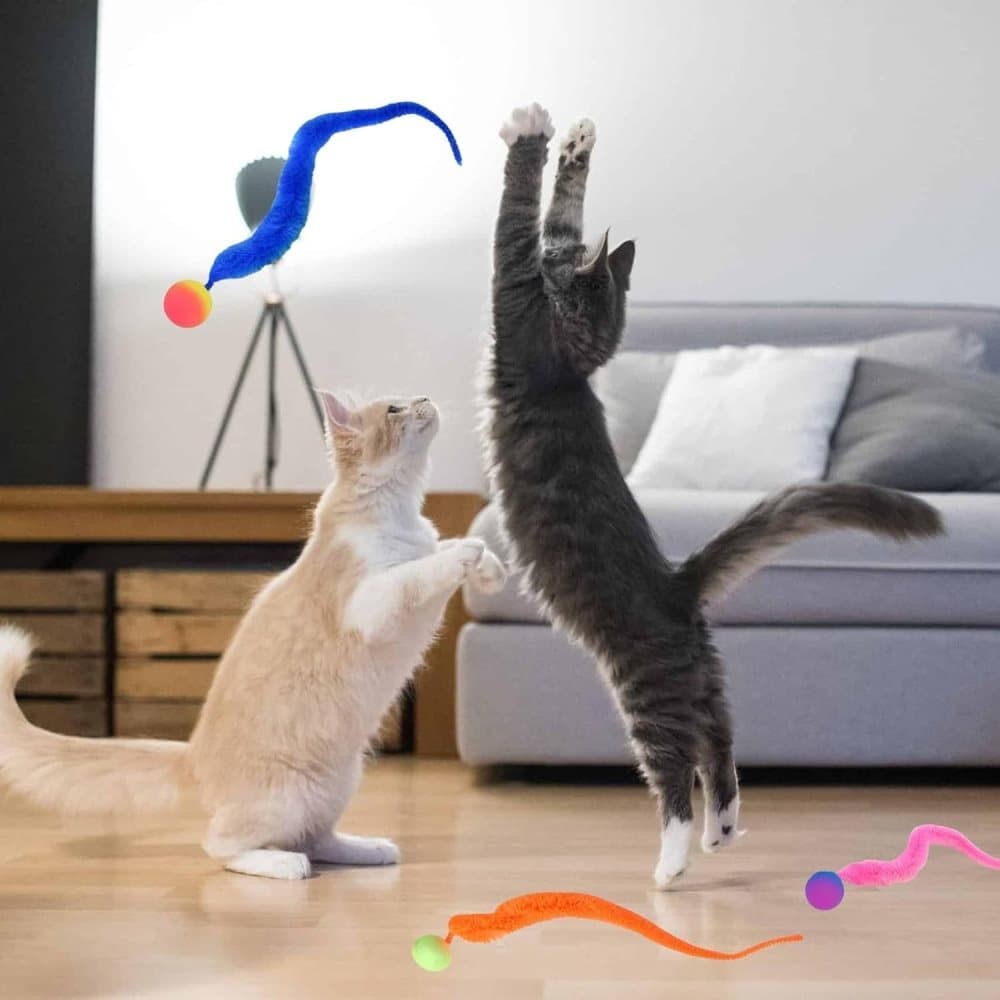 6-Pack Cat Toy, Colorful Interactive Balls with Tail for Play & Exercise - Image 2