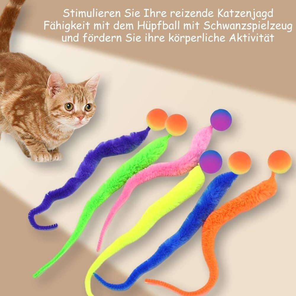 6-Pack Cat Toy, Colorful Interactive Balls with Tail for Play & Exercise - Image 4