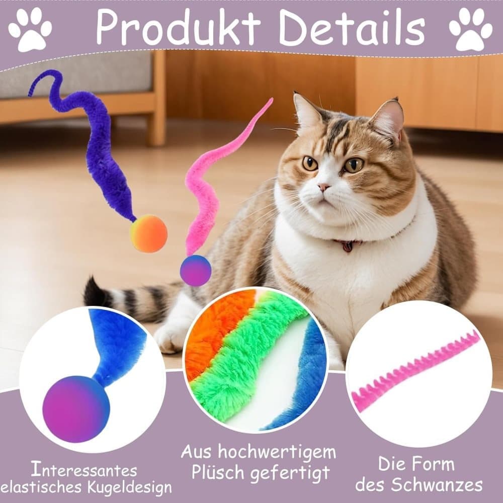 6-Pack Cat Toy, Colorful Interactive Balls with Tail for Play & Exercise - Image 5