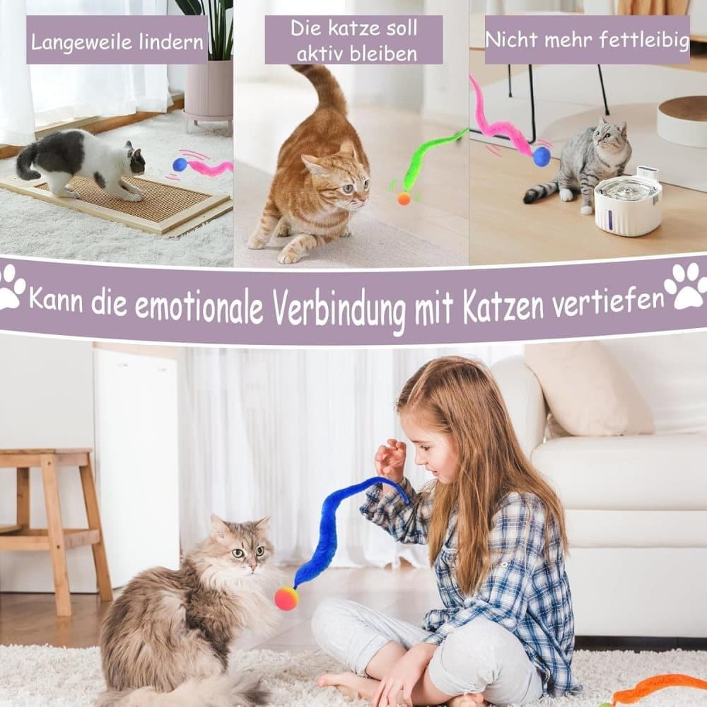 6-Pack Cat Toy, Colorful Interactive Balls with Tail for Play & Exercise - Image 6