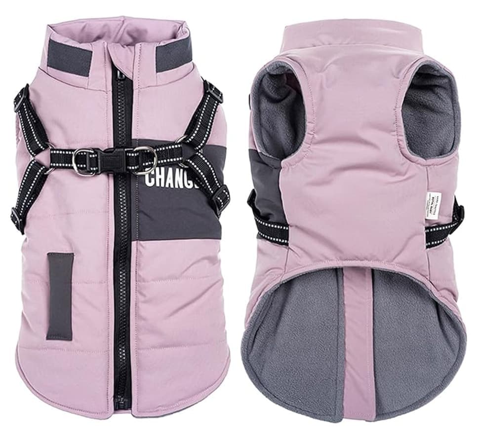 Winter Dog Vest Jacket Warm Soft Stand Collar Windproof Waterproof for Small Medium Large Dogs, Pink, XL - Image 1