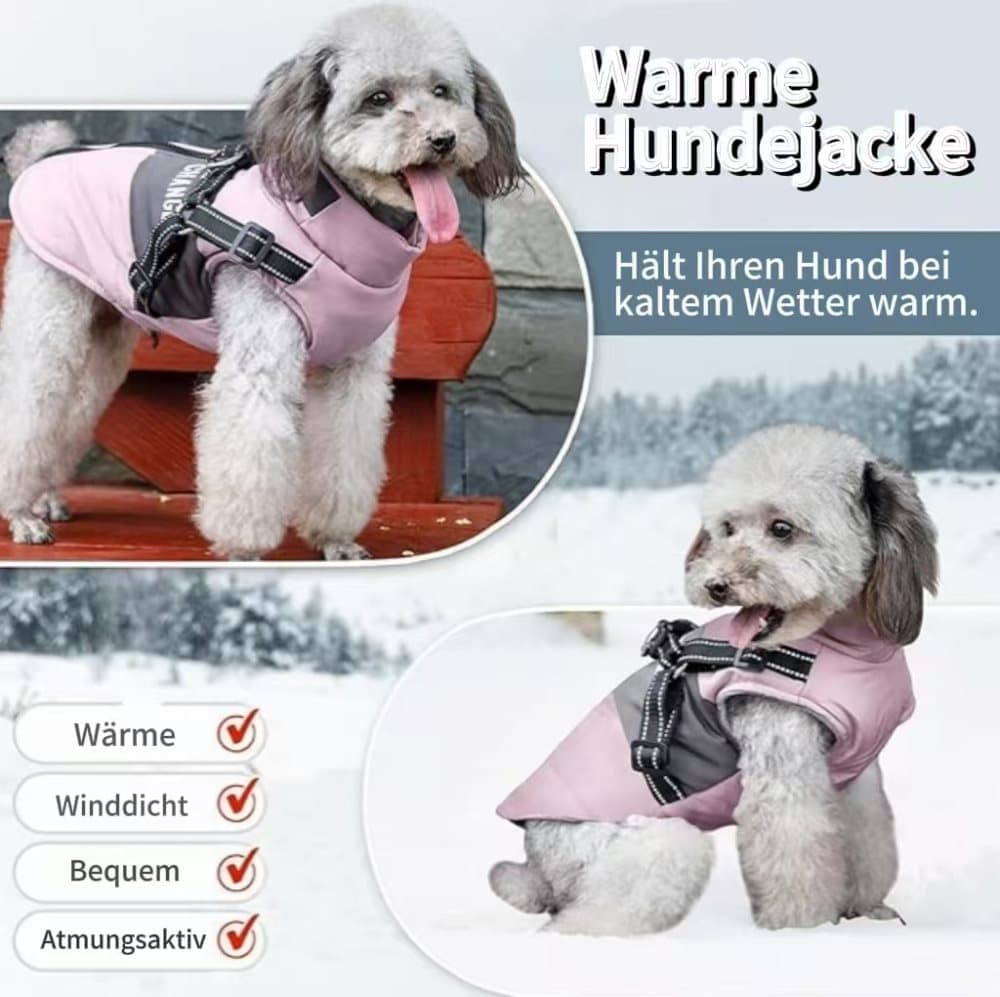 Winter Dog Vest Jacket Warm Soft Stand Collar Windproof Waterproof for Small Medium Large Dogs, Pink, XL - Image 3