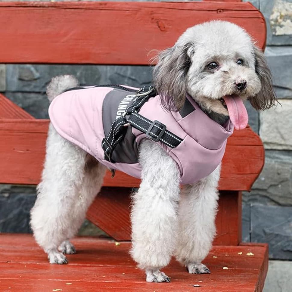 Winter Dog Vest Jacket Warm Soft Stand Collar Windproof Waterproof for Small Medium Large Dogs, Pink, XL - Image 4
