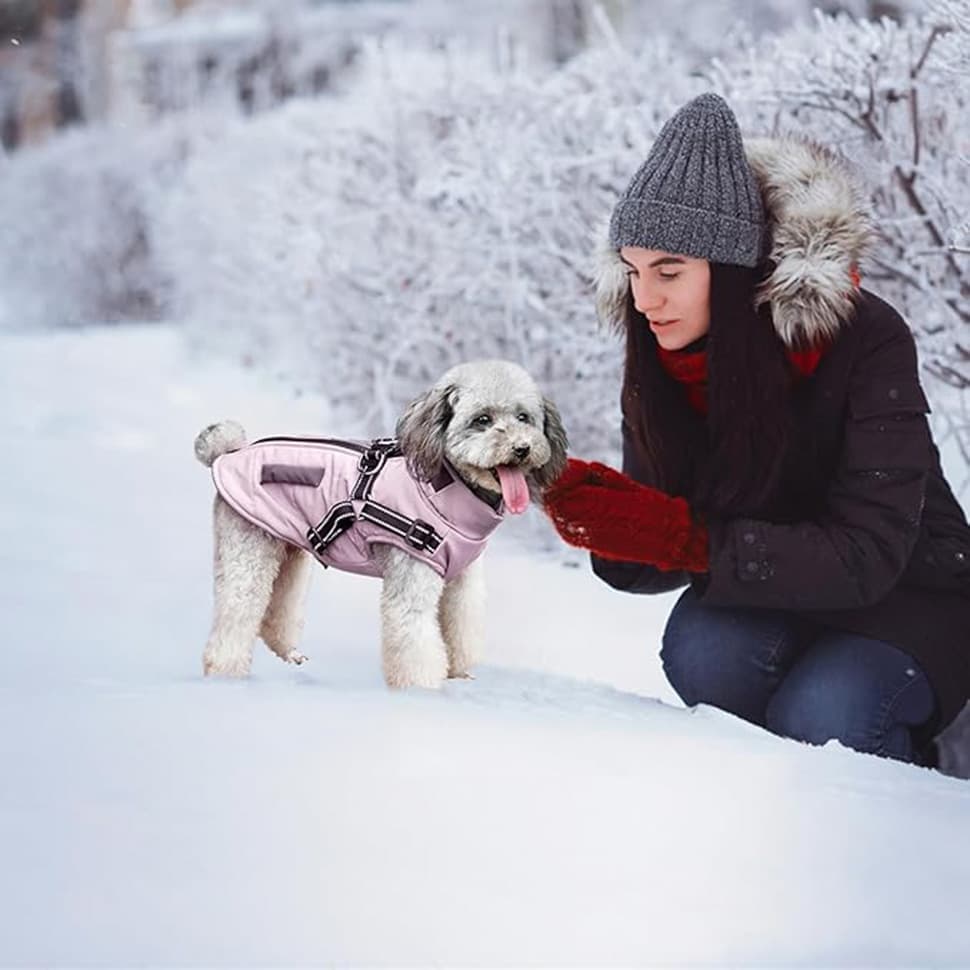Winter Dog Vest Jacket Warm Soft Stand Collar Windproof Waterproof for Small Medium Large Dogs, Pink, XL - Image 5