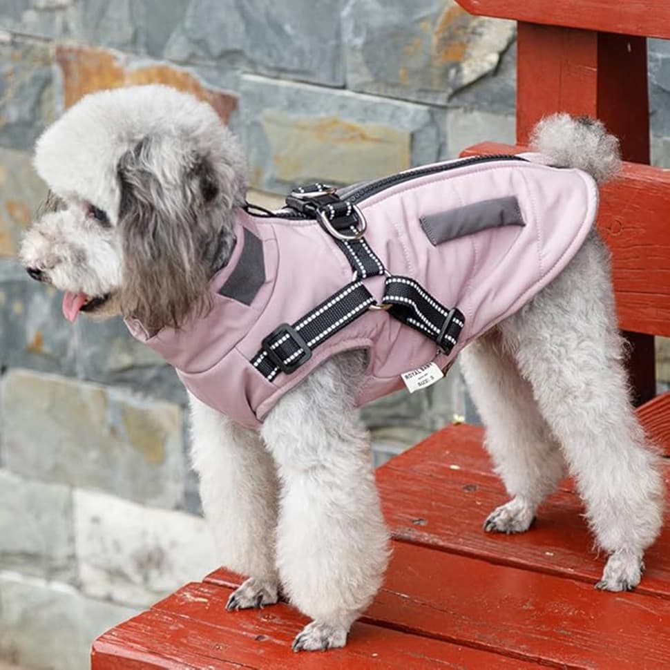 Winter Dog Vest Jacket Warm Soft Stand Collar Windproof Waterproof for Small Medium Large Dogs, Pink, XL - Image 6