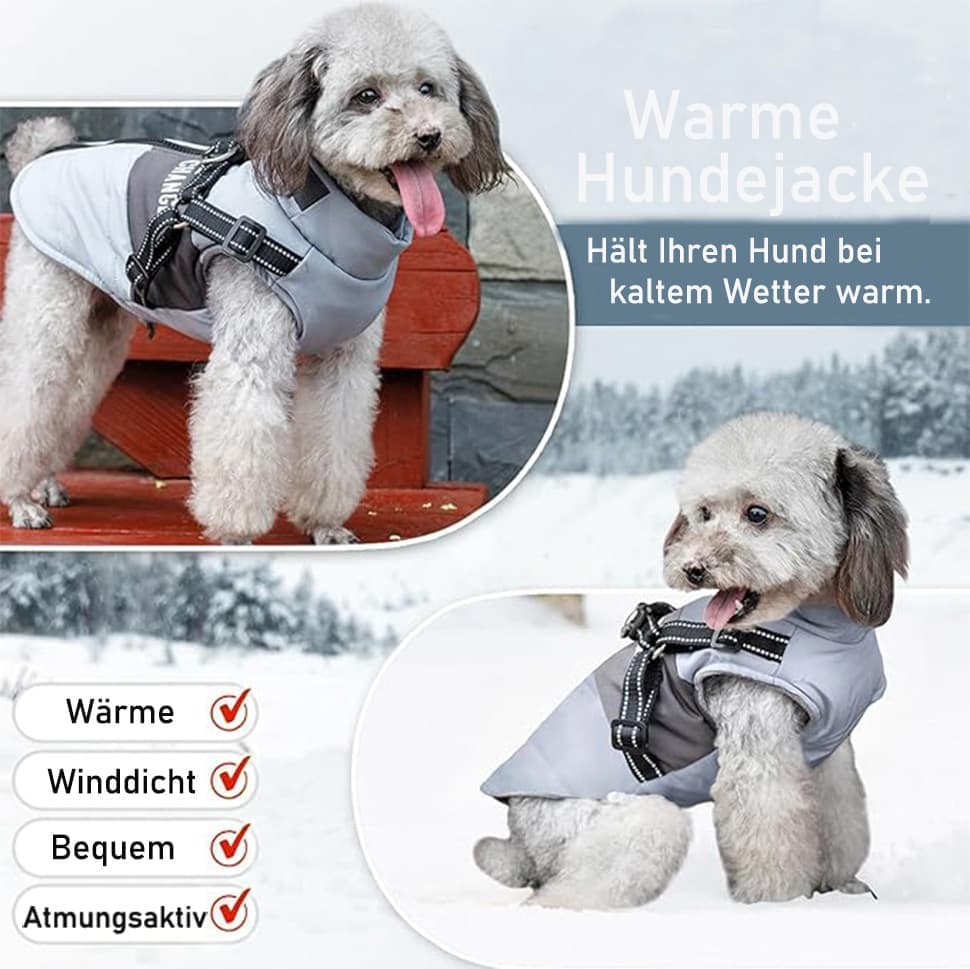 Warm Soft Winter Dog Vest with Stand Collar, Wind and Waterproof, Blue, S M L XL - Image 3