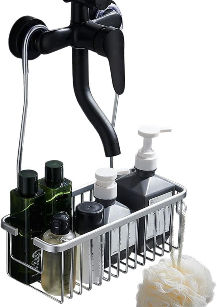 Shower Shelf without Drilling Hanging Shower Basket for Shampoo and Soap, Silver, Bathroom Storage Organizer - Image 1