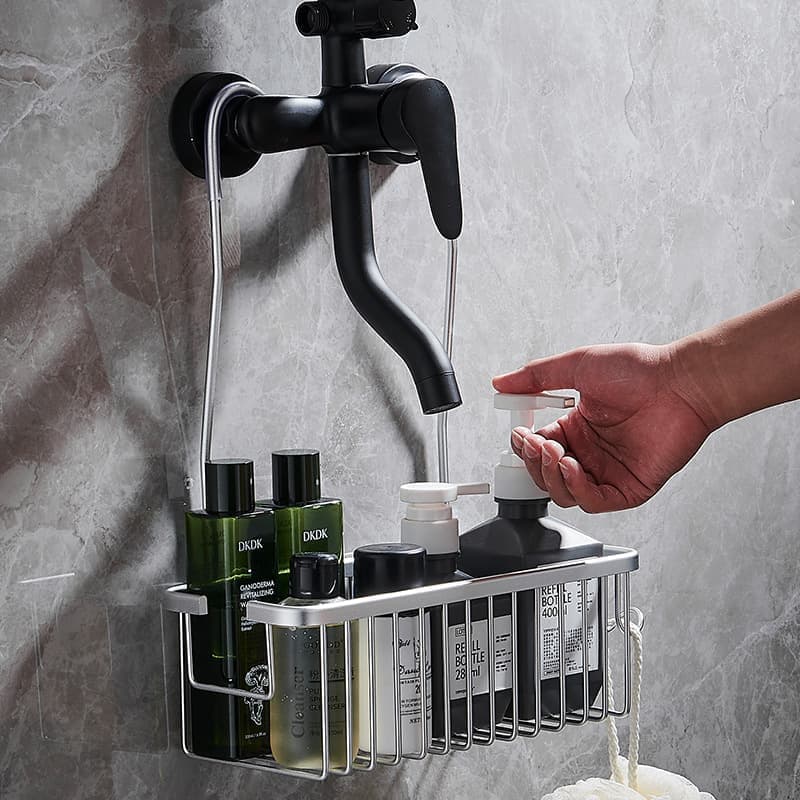 Shower Shelf without Drilling Hanging Shower Basket for Shampoo and Soap, Silver, Bathroom Storage Organizer - Image 3