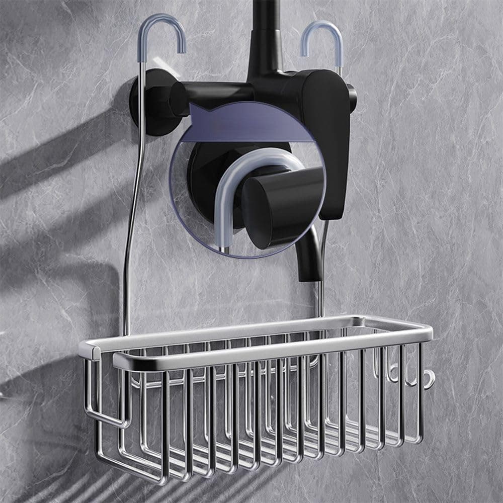 Shower Shelf without Drilling Hanging Shower Basket for Shampoo and Soap, Silver, Bathroom Storage Organizer - Image 4