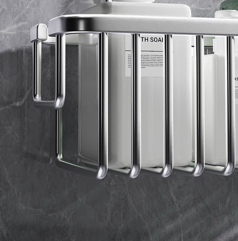 Shower Shelf without Drilling Hanging Shower Basket for Shampoo and Soap, Silver, Bathroom Storage Organizer - Image 7