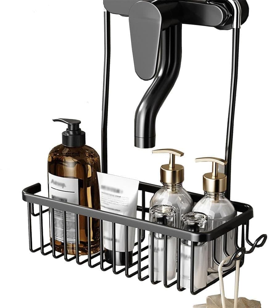 Hanging Shower Basket for Shampoo and Soap, Black, No Drill Bathroom Storage Shelf - Image 1