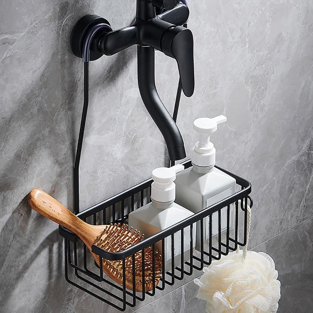 Hanging Shower Basket for Shampoo and Soap, Black, No Drill Bathroom Storage Shelf - Image 3