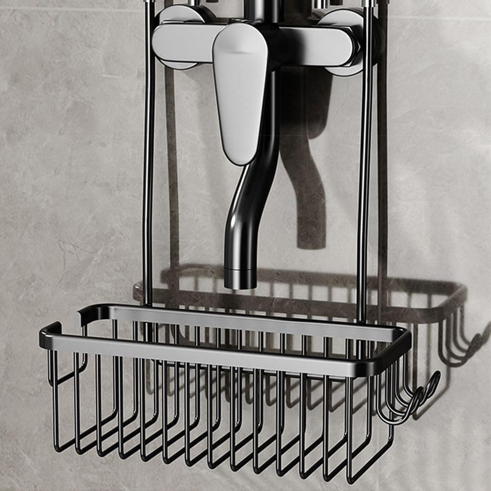 Hanging Shower Basket for Shampoo and Soap, Black, No Drill Bathroom Storage Shelf - Image 4