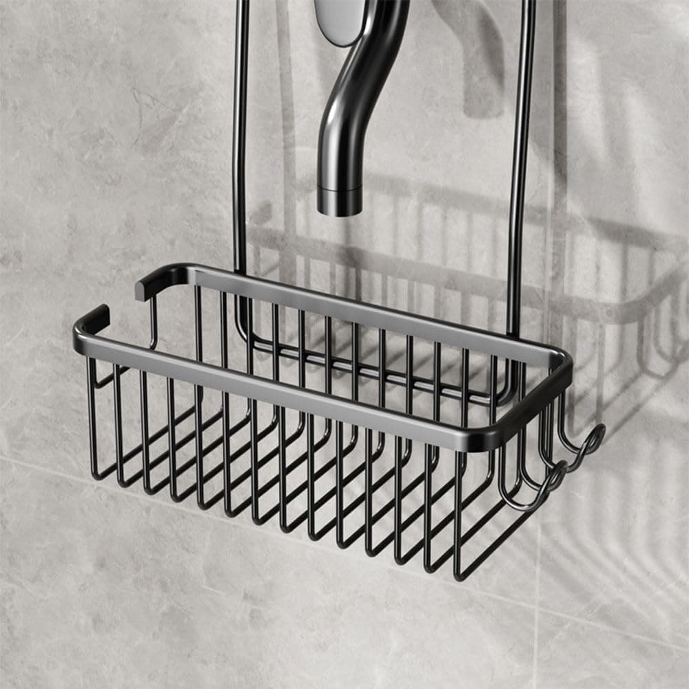 Hanging Shower Basket for Shampoo and Soap, Black, No Drill Bathroom Storage Shelf - Image 5
