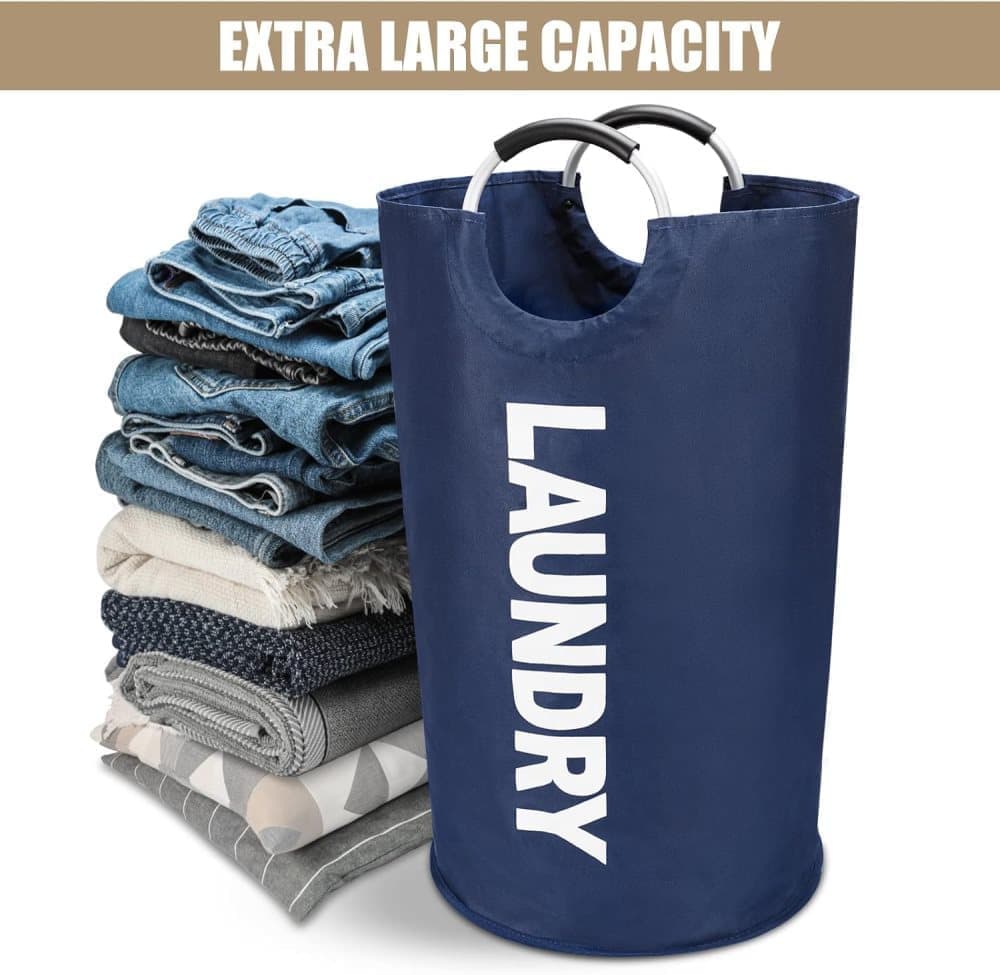 90L Foldable Laundry Basket, Waterproof, Compatible with Samsung, Light Gray, 38x38x79 cm - Image 6