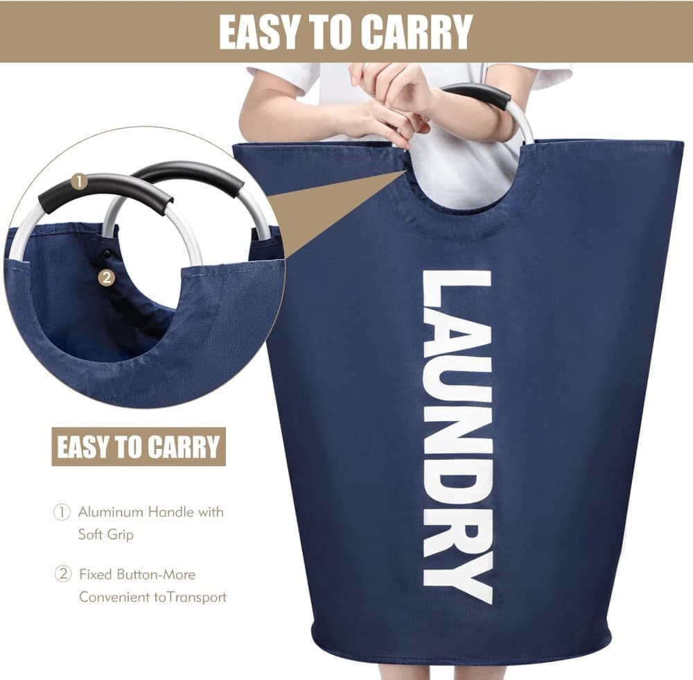 90L Foldable Laundry Basket, Waterproof, with Handles, 38x38x79 cm, Gray - Image 4