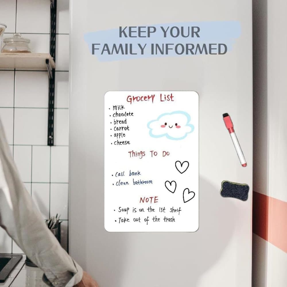 Magnetic Whiteboard A3 for Refrigerator, White - Image 3