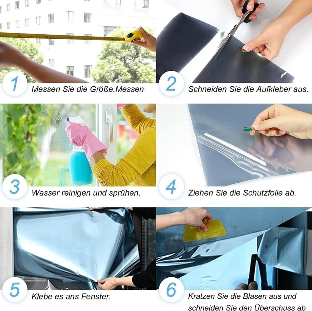 Self-adhesive Window Film Mirror Reflective Sun Protection UV Block Heat Privacy, 50cmx5m, Blue - Image 7