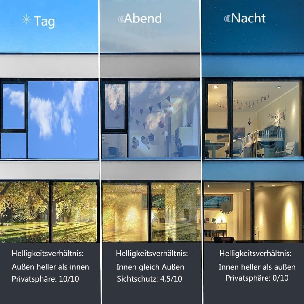 2m Self-Adhesive Window Film Mirror Reflective Sun Protection UV Block Heat Privacy, 40cm x 2m, Blue - Image 3