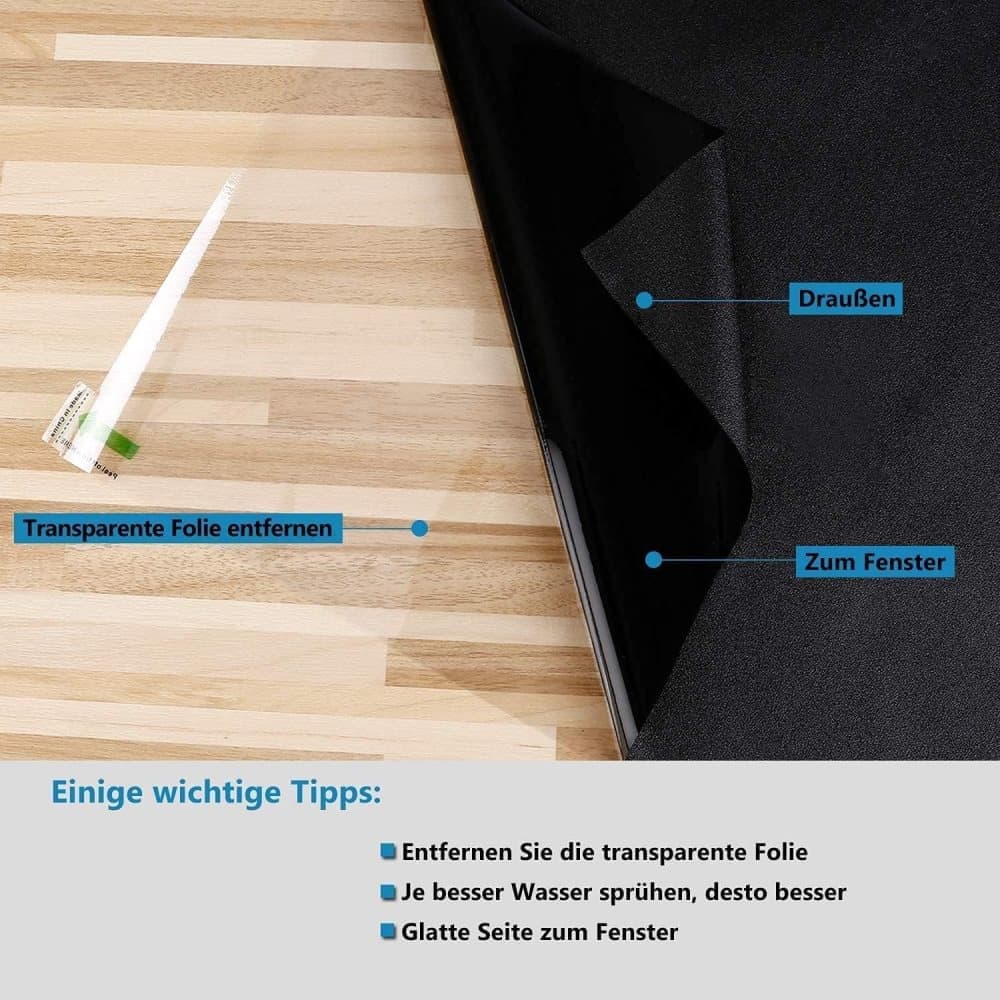 Reflective Self-Adhesive Window Film for Sun Protection UV Block and Privacy, Black, 40cmx2m - Image 5