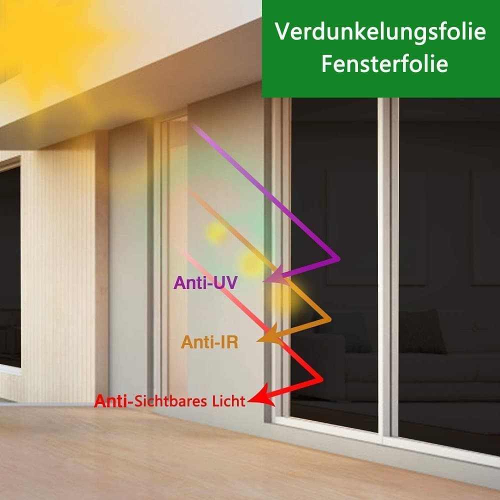 Black Self-Adhesive Window Film Mirror Reflective for Sun UV Protection and Privacy Blocks Heat, 50cmx2m - Image 3