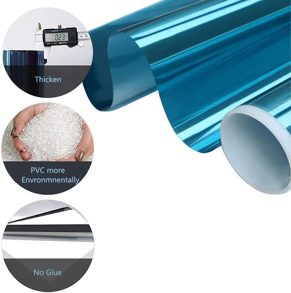 50cmx2m Self-Adhesive Window Film Mirror Reflective Sun Protection UV Block Heat Privacy, Blue - Image 4