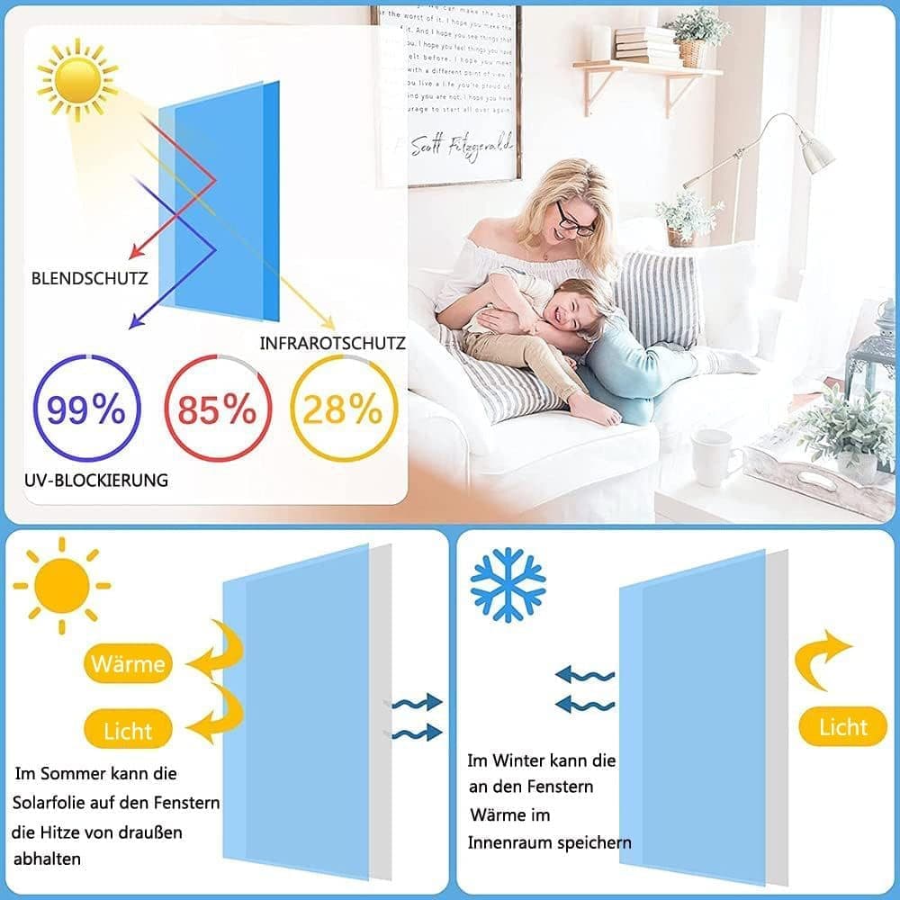 50cmx2m Self-Adhesive Window Film Mirror Reflective Sun Protection UV Block Heat Privacy, Blue - Image 5