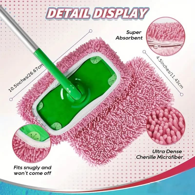 4 Replacement Cloth Covers for Swiffer Mop, Reusable Wet and Dry Cleaning Cloths, Compatible with Swiffer - Image 2