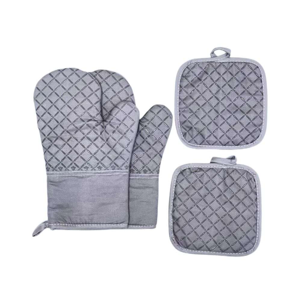 Heat-Resistant Oven Mitts & Grill Gloves, Anti-Slip Kitchen Potholders Up to 300°C for Cooking and Baking, Gray - Image 1