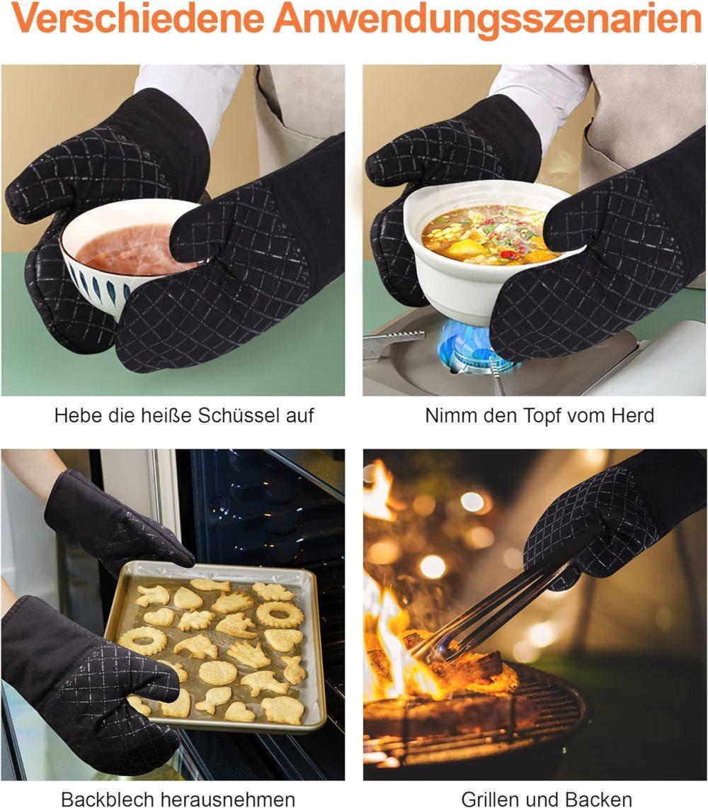 Heat-Resistant Oven Mitts & Grill Gloves, Anti-Slip Kitchen Potholders Up to 300°C for Cooking and Baking, Gray - Image 5