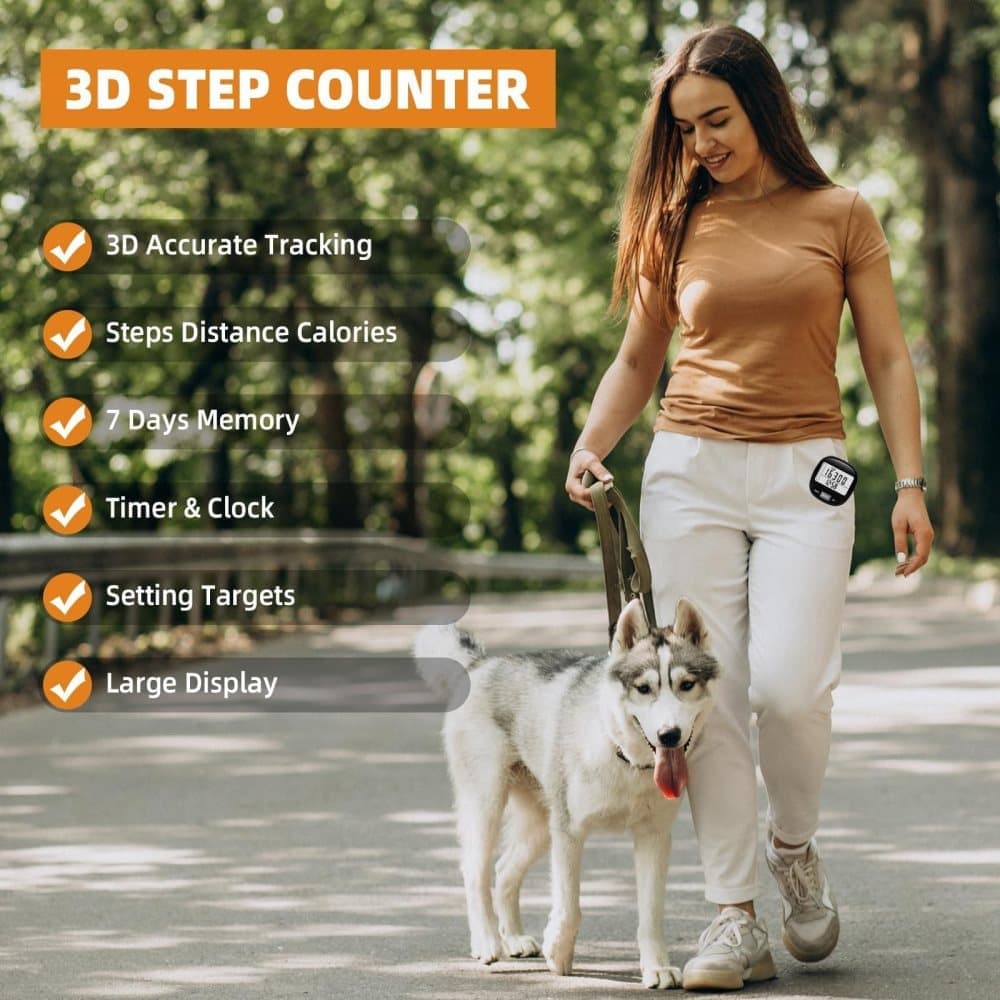 3D Pedometer with Large Screen for Steps Distance and Calories, Precision Meter - Image 2
