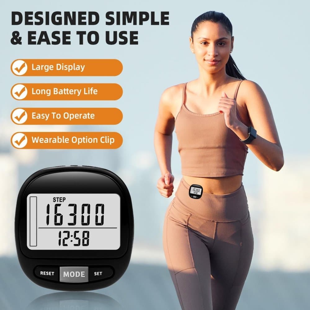3D Pedometer with Large Screen for Steps Distance and Calories, Precision Meter - Image 3
