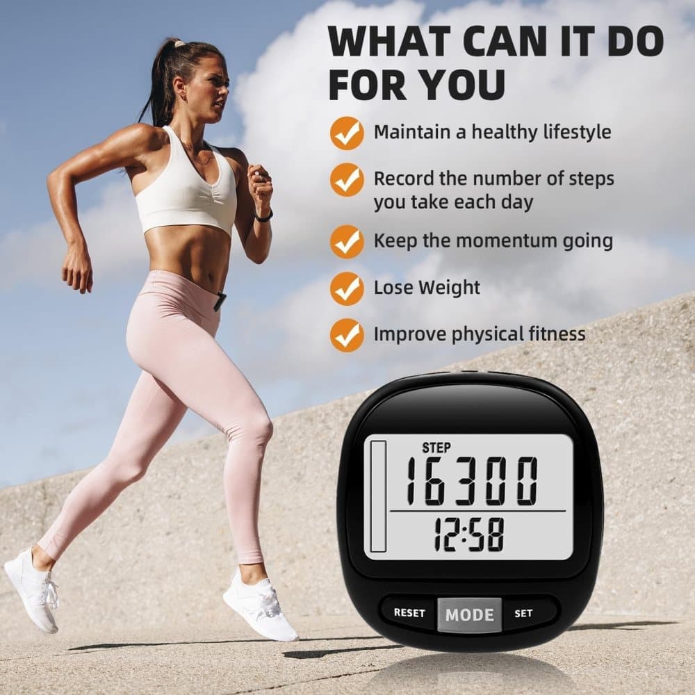 3D Pedometer with Large Screen for Steps Distance and Calories, Precision Meter - Image 4