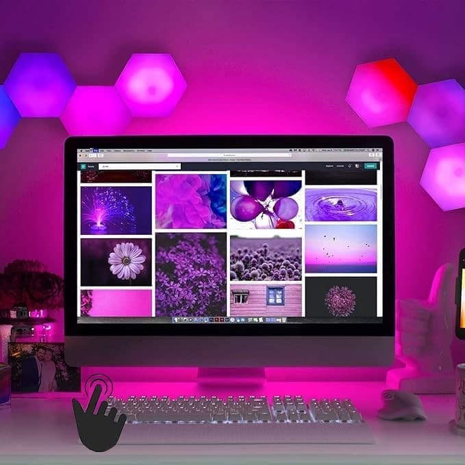 6 RGB Hexagon LED Wall Lamps with App Control, 16.5x14.5cm - Image 3
