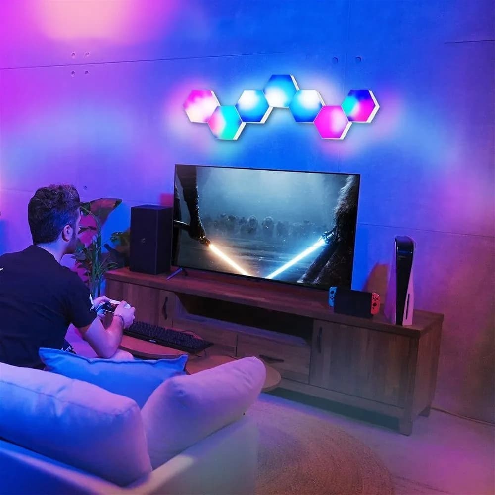 6 RGB Hexagon LED Wall Lamps with App Control, 16.5x14.5cm - Image 7