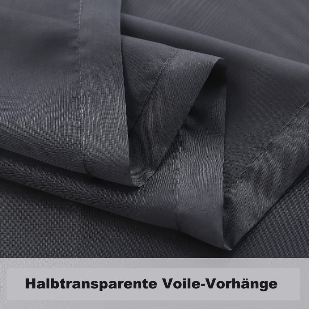 1 Pair Water Resistant Sheer Eyelet Curtains for Outdoor, 132x241 cm, Black - Image 5