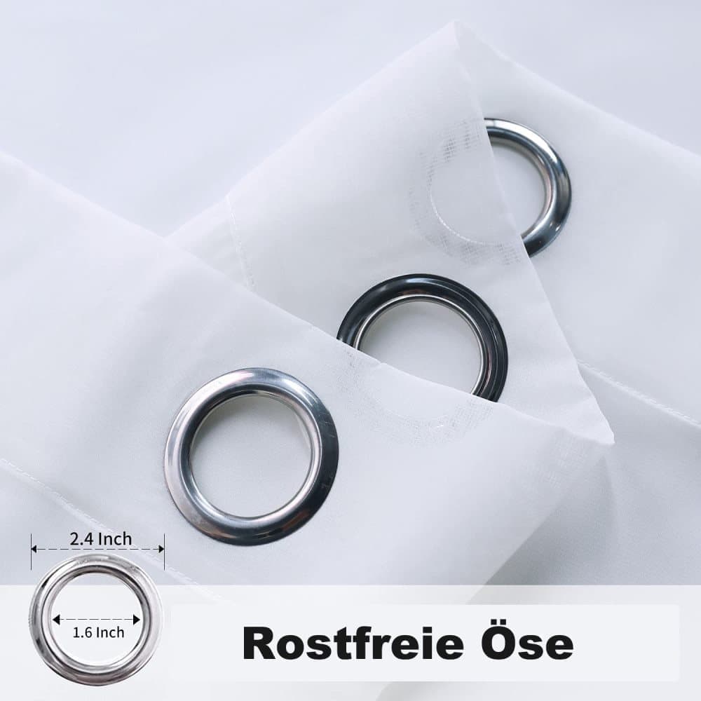 1 Pair Water Resistant Eyelet Curtains for Outdoor, White, 132 cm × 183 cm - Image 4